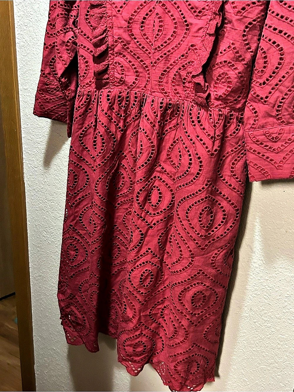 Roolee Roolee Mom Red Eyelet Ruffle Dress, Red, Medium - Picture 8 of 12